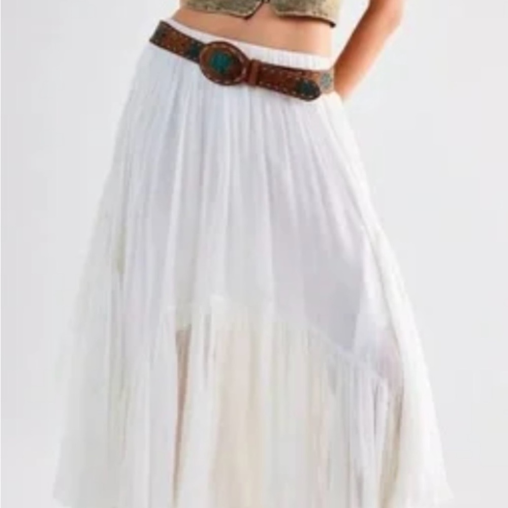 Free People White High Low Skirt